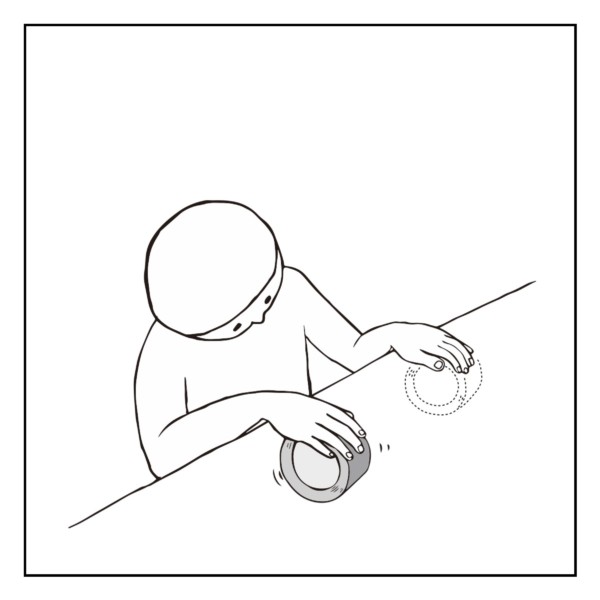 質量ゼロのガムテープを転がす（主観ドローイング）